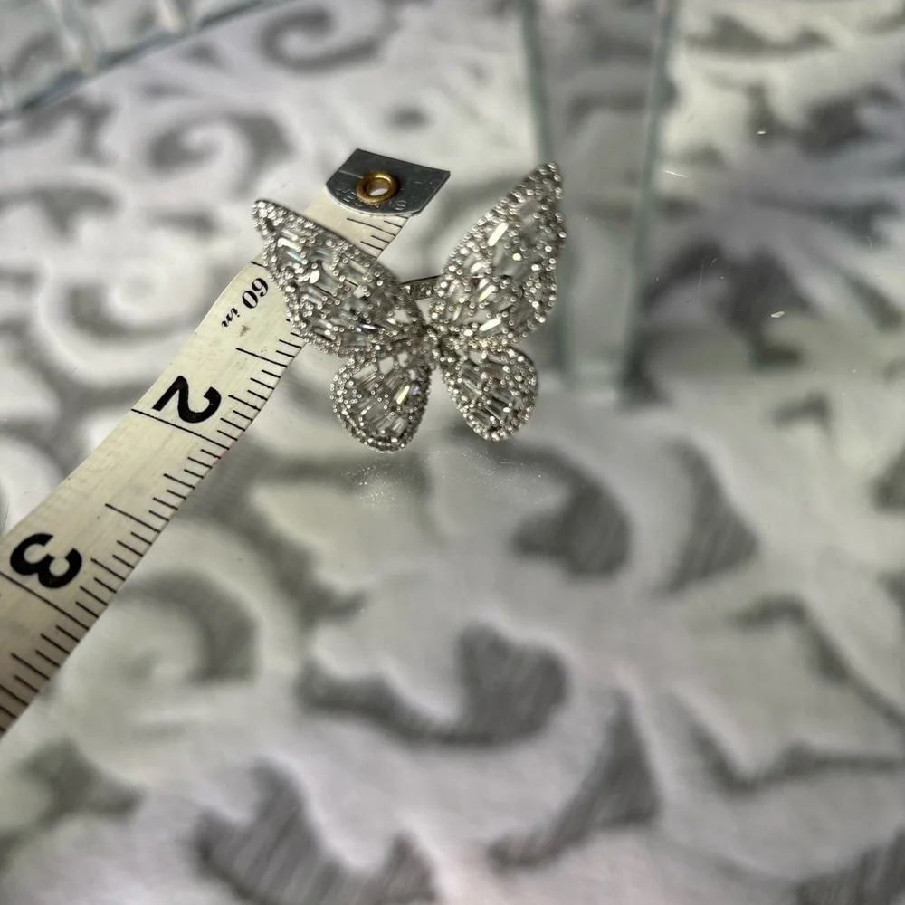 Silver butterfly adjustable ring